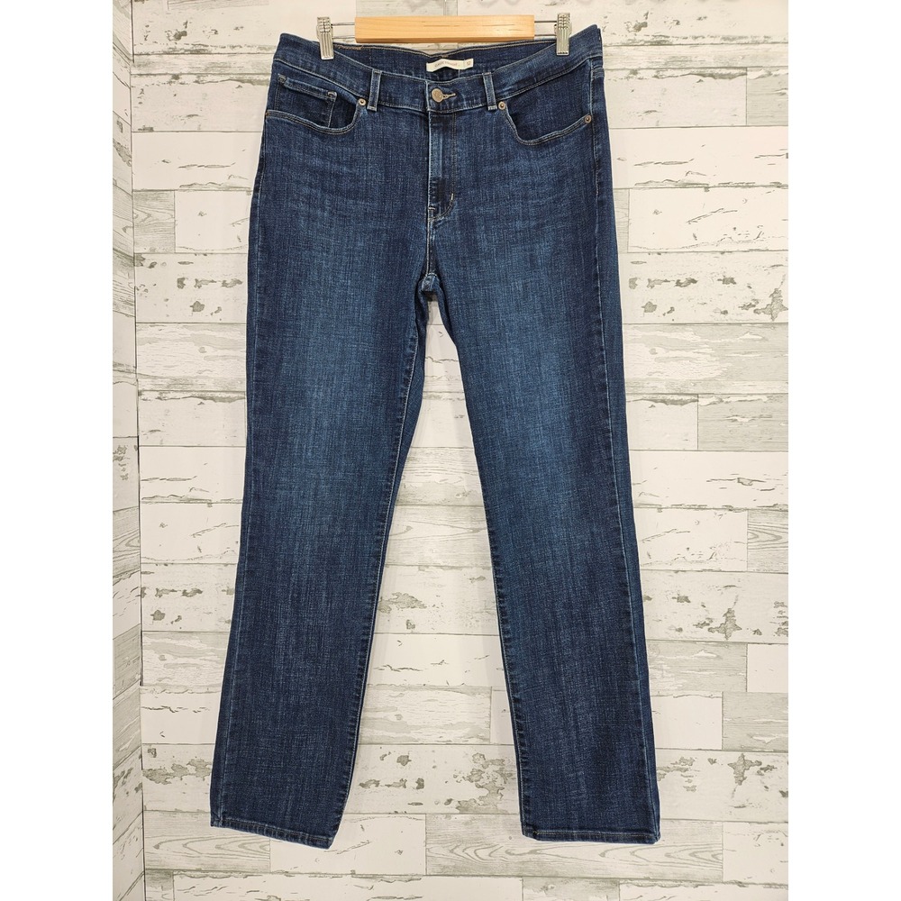 Levis Classic Straight Jeans Womens 12L W31 L32 Dark Wash Blue Denim